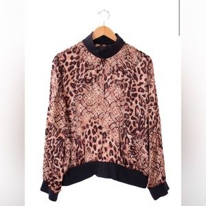 New SPENSER JEREMY SILK BOMBER JACKET LARGE L ANIMAL PRINT light weight vtg 90s